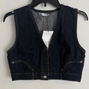 Zara Dark Blue Denim Vest